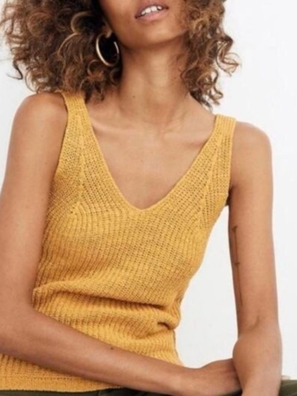 Madewell Mustard Knit V-Neck Tank